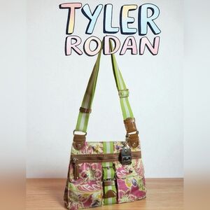 Tyler Rodan Green and Pink Floral Shoulder Bag